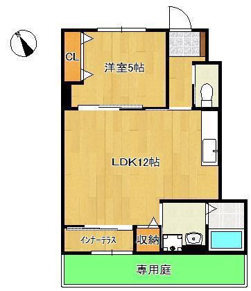 プランドール リサ(1LDK/1階)の間取り写真