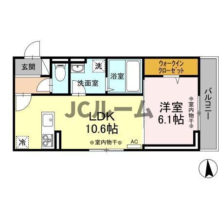 フィドゥーチャ(1LDK/3階)の間取り写真
