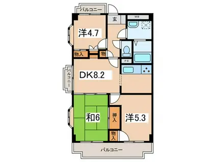 ファインクレスト(3DK/3階)の間取り写真