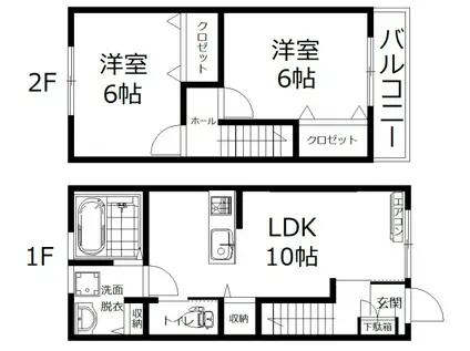 オルテンシア B棟(2LDK/1階)の間取り写真