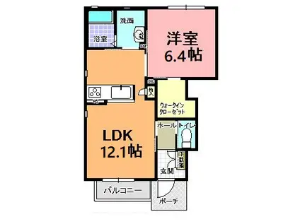 グランバルデュオ(1LDK/1階)の間取り写真