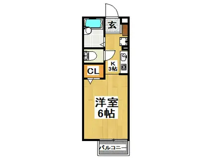 アメニティ大美野A(1K/1階)の間取り写真