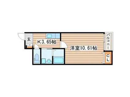 ザ・リバティVII(1K/1階)の間取り写真