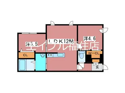 NEXT AVE.TSUKISAMU(2LDK/2階)の間取り写真