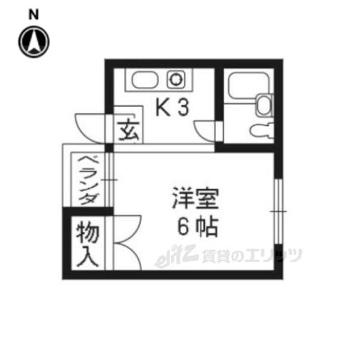 グリーンヒル北山(1K/2階)の間取り写真