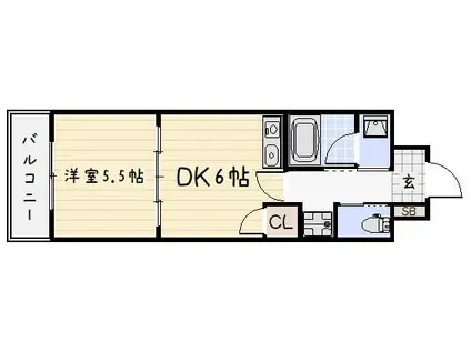 リード大手町(1DK/2階)の間取り写真