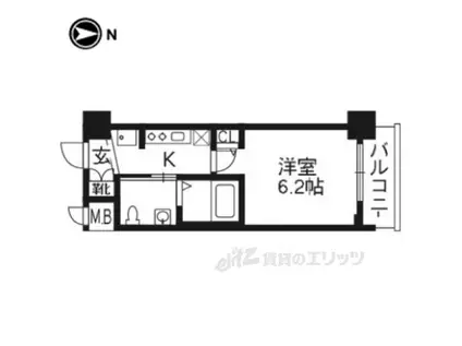 近鉄京都線 東寺駅 徒歩4分 7階建 築13年(1K/2階)の間取り写真