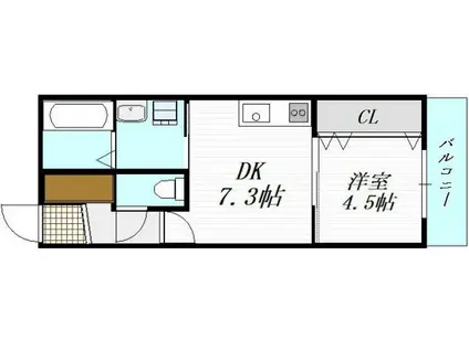 GRADITO花園(1DK/3階)の間取り写真