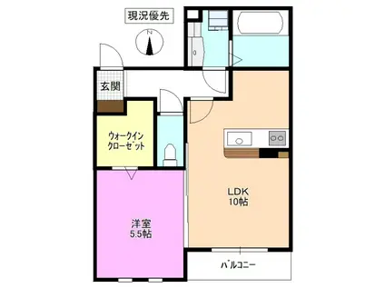 アーバンクレスト渚(1LDK/1階)の間取り写真