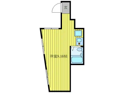 スカイハイム高橋II番館(ワンルーム/1階)の間取り写真