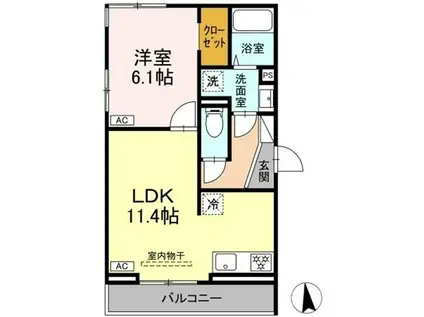 トリシア居町(1LDK/3階)の間取り写真