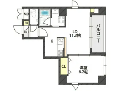 ルリーフ真法院(1LDK/4階)の間取り写真