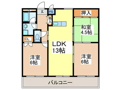 ライフステージ出戸(3LDK/2階)の間取り写真