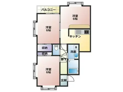 リバティシティV(3K/2階)の間取り写真