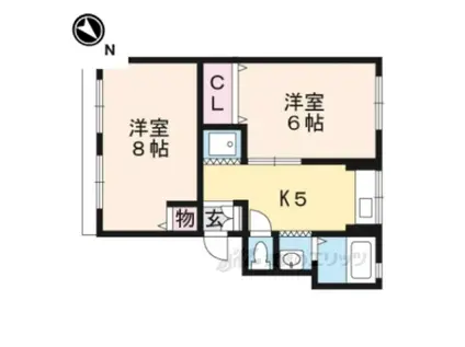シティハイム桂(2K/1階)の間取り写真