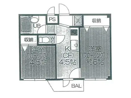 明和ハイツ(2K/3階)の間取り写真