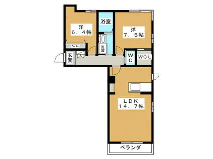 ラ ルミエール(2LDK/1階)の間取り写真