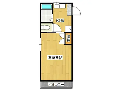 リトルハイム長岡(1K/1階)の間取り写真