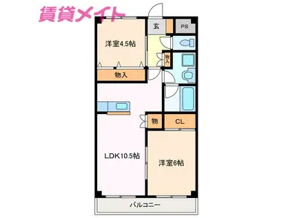 ビバリープレジア(2LDK/1階)の間取り写真