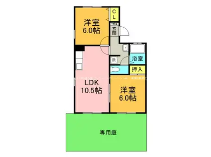 セジュール尾ノ上(2LDK/1階)の間取り写真