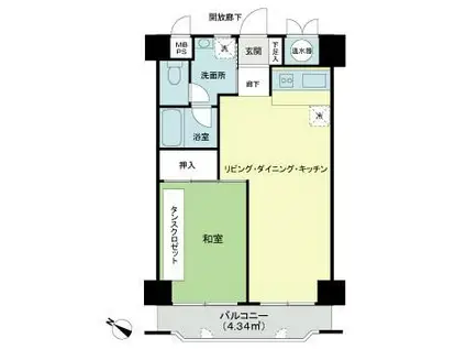 ソフトタウン新小岩(1LDK/2階)の間取り写真