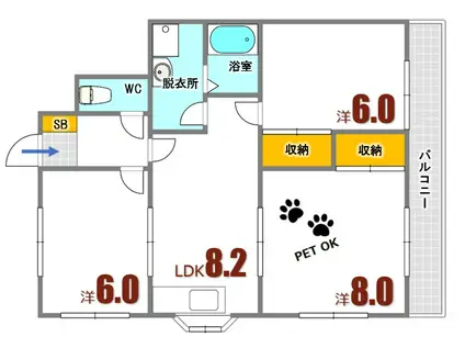メゾンIDE(3LDK/1階)の間取り写真