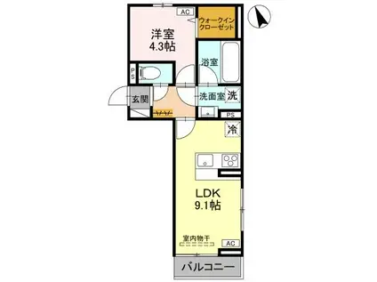 プレミアステイツH(1LDK/3階)の間取り写真