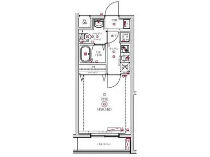 レンティーヴァ綾瀬(1K/2階)の間取り写真