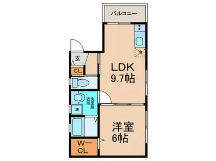 クレッシェンド(1LDK/2階)の間取り写真