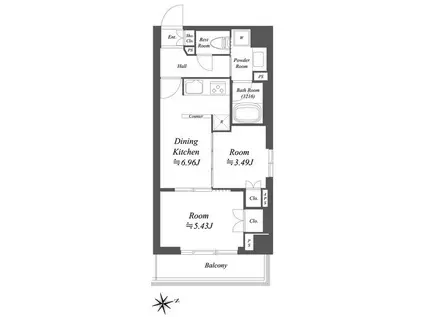 ブランシエスタ荻窪(2DK/1階)の間取り写真