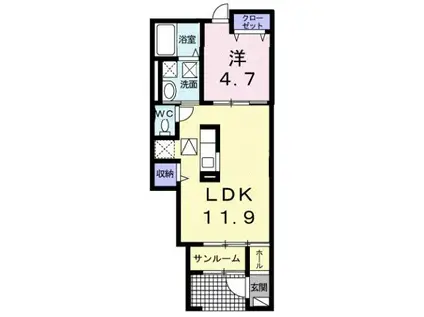 レガーメ II(1LDK/1階)の間取り写真