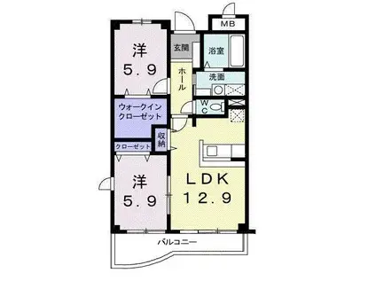 ベル・ウィングII(2LDK/4階)の間取り写真