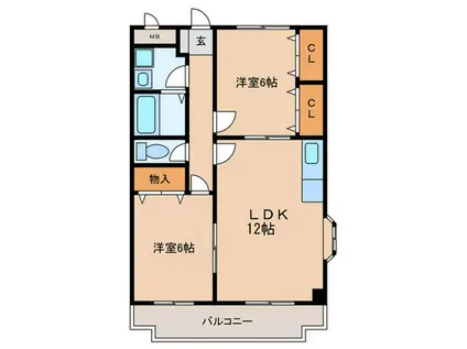 フリーダム武庫の里II(2LDK/2階)の間取り写真