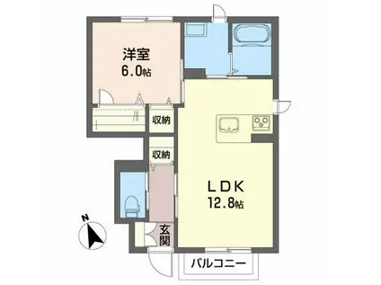 プロヌーブ桜雲(1LDK/1階)の間取り写真