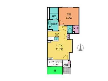 タウニィ裾野I(1LDK/1階)の間取り写真