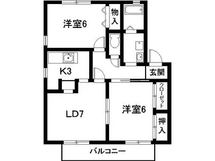 リバーサイド98(2LDK/1階)の間取り写真