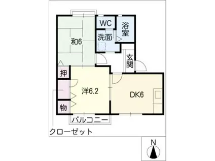 ファミール新城 B(2DK/1階)の間取り写真