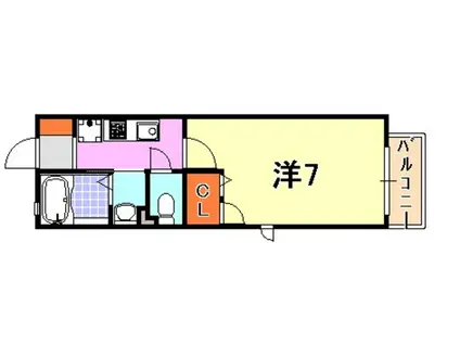 オーピェースB棟(1K/1階)の間取り写真