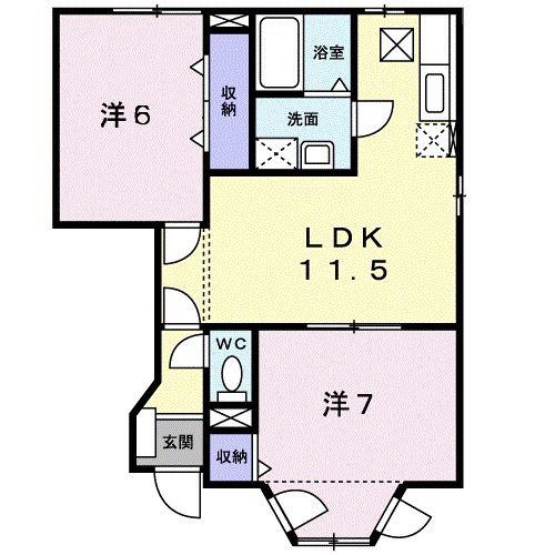 ララヴィコロ(2LDK/1階)の間取り写真