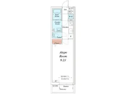 リブリ・三ツ境(1K/3階)の間取り写真