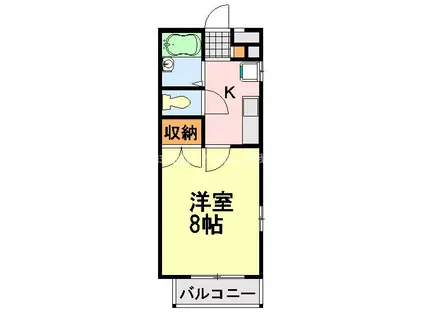 ベルエキップII(1K/1階)の間取り写真