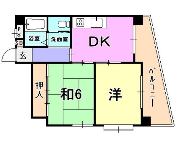 ダンディライオン御影北(2DK/2階)の間取り写真