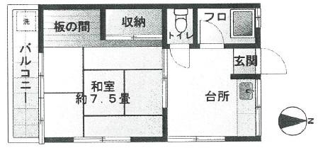 代二ハイツ(1DK/2階)の間取り写真