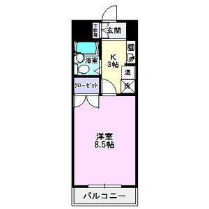 ラフィーネ新宿(1K/2階)の間取り写真
