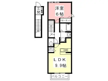 フィオーレII(1LDK/2階)の間取り写真