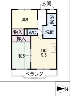 イーストパレス(2LDK/3階)の間取り写真