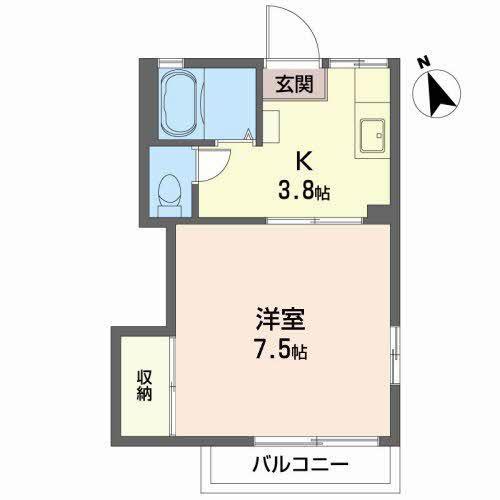 タウニィ本通(1K/2階)の間取り写真