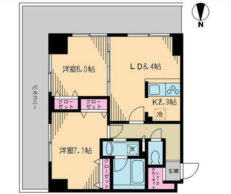 クレドラテース白河(2LDK/4階)の間取り写真