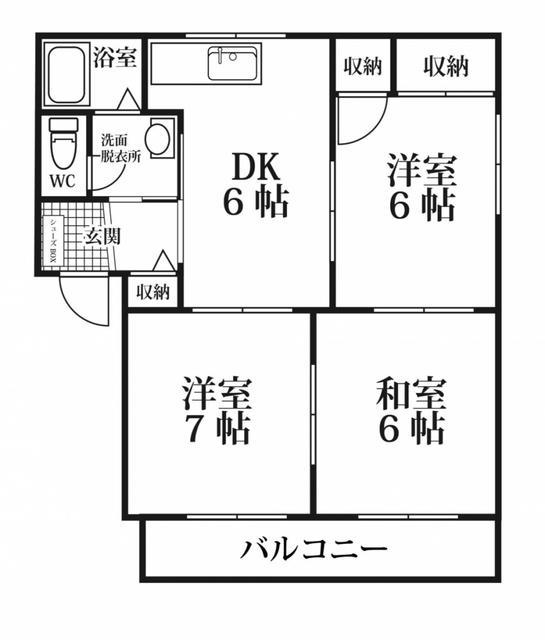 メルベーユ16 G棟(3DK/2階)の間取り写真