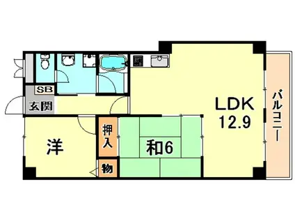 エレガンテ本山(2LDK/3階)の間取り写真